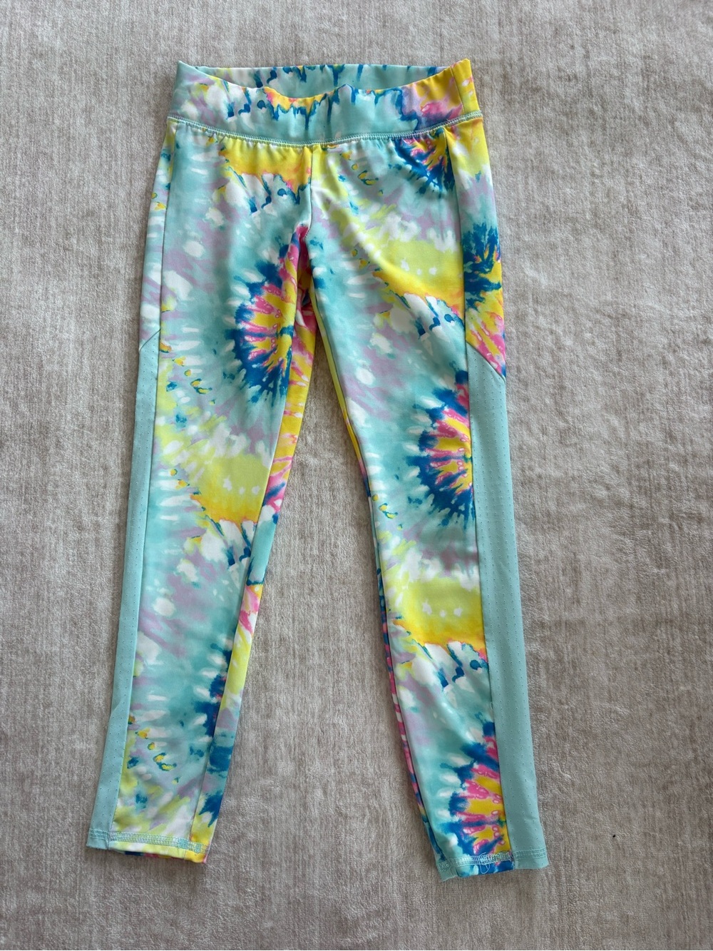 More Than Magic Tie-Dye Girls Leggings in Light Blue, Yellow & Pink Size 6/6X